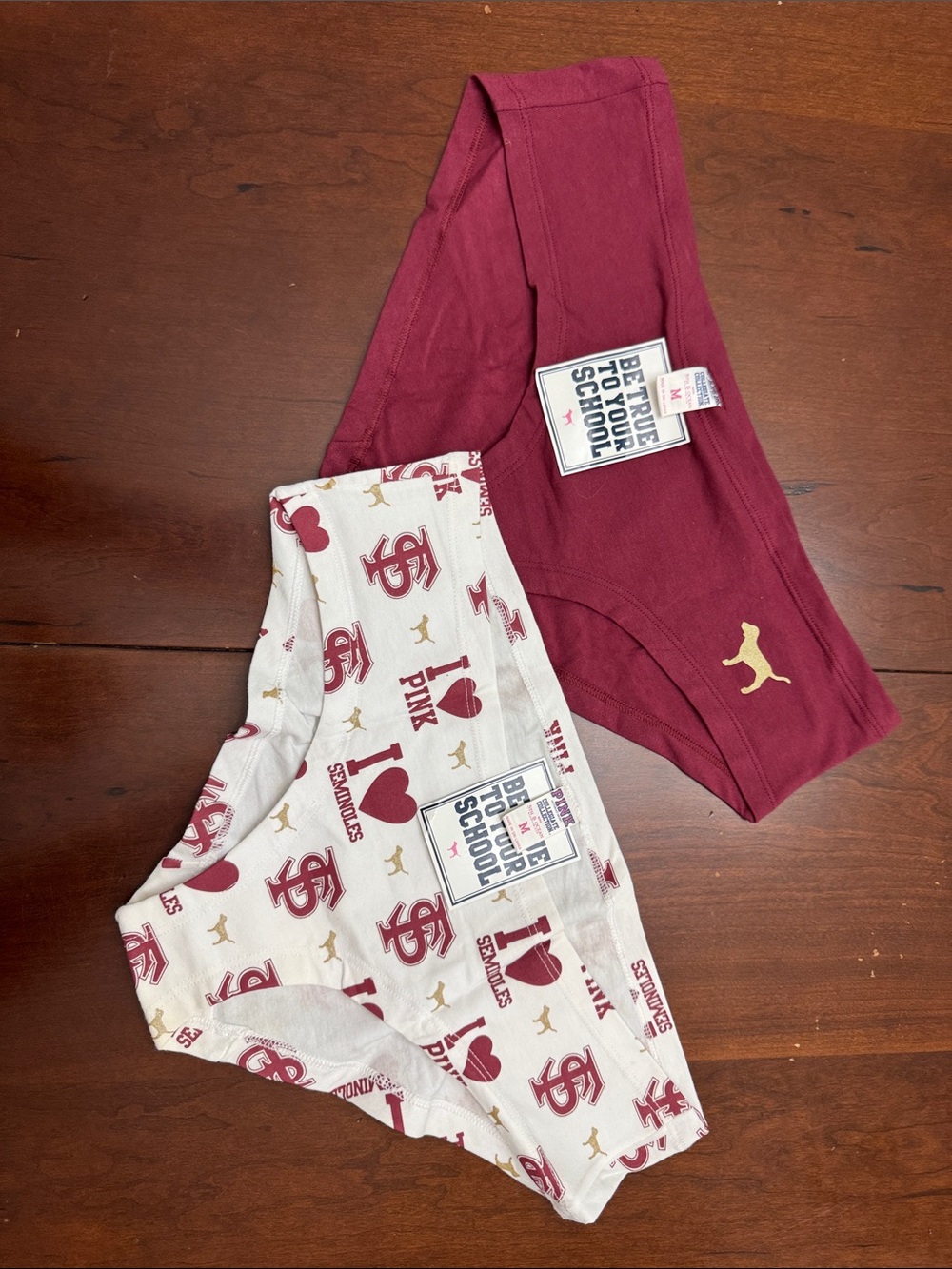 PINK garnet  & cream Logo Hipster Panty Duo